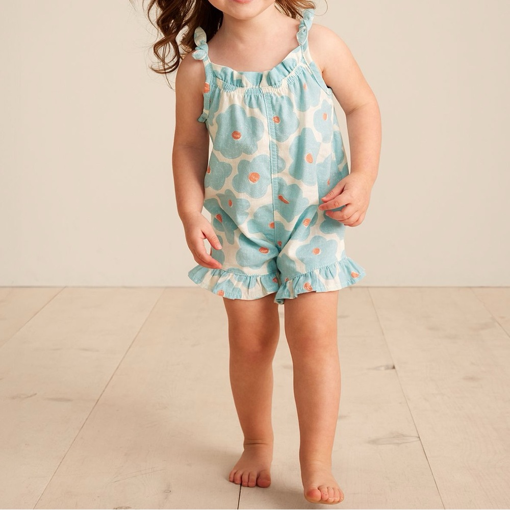 NWT Little Co. Floral Cotton Ruffle Romper 3T